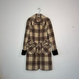 Vintage Plaid Pure Mohair Coat with Belt made in England